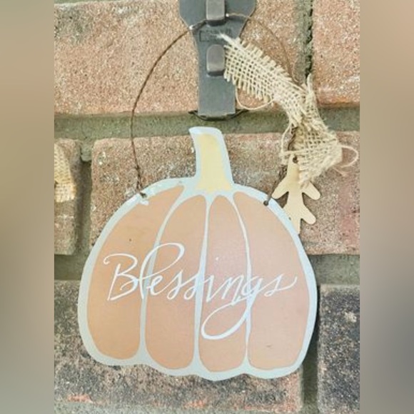 *Blessings Holiday Metal Pumpkin Ornaments Set of 2 - Picture 6 of 10